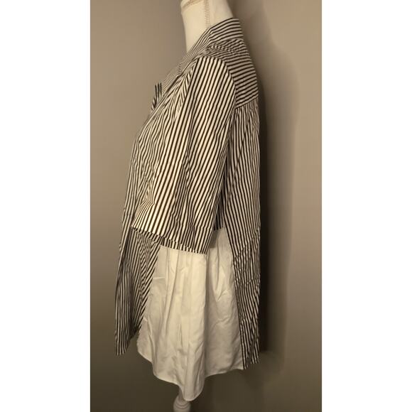 Adam lippes Poplin striped brown short sleeve blouse shirt 12 - Picture 4 of 11